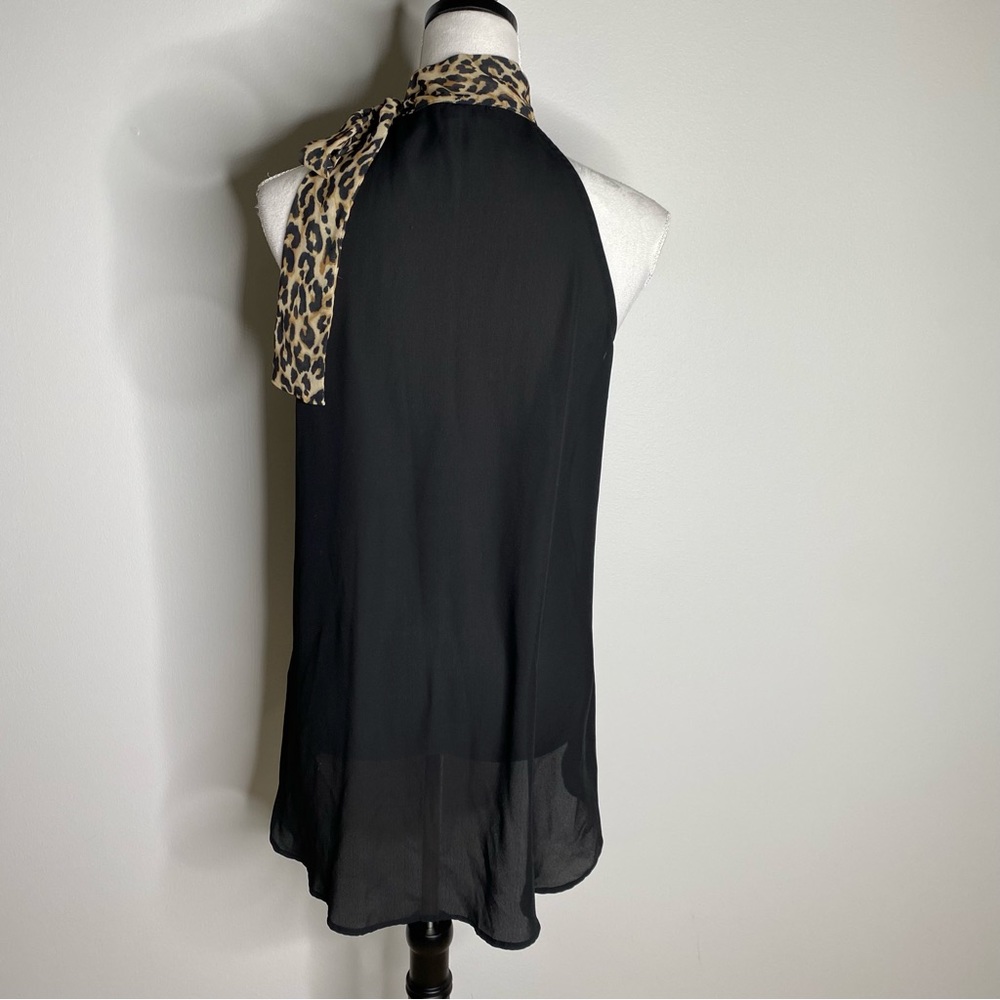 WHBM black top with animal print halter size small - Picture 6 of 8